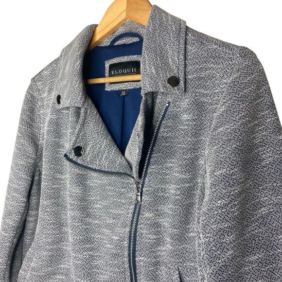 Eloquii Jacket Size 14/16 Soft Gray Knit Moto Full Zip Asymmetrical - Picture 3 of 10